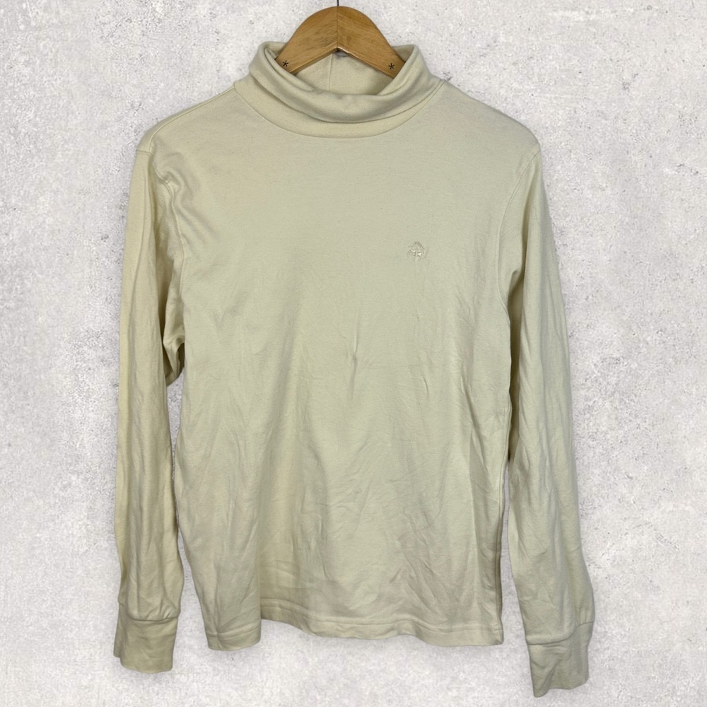 Brooks Brothers Long Sleeve Off White Cream Knit Turtleneck Sweater Size Large L